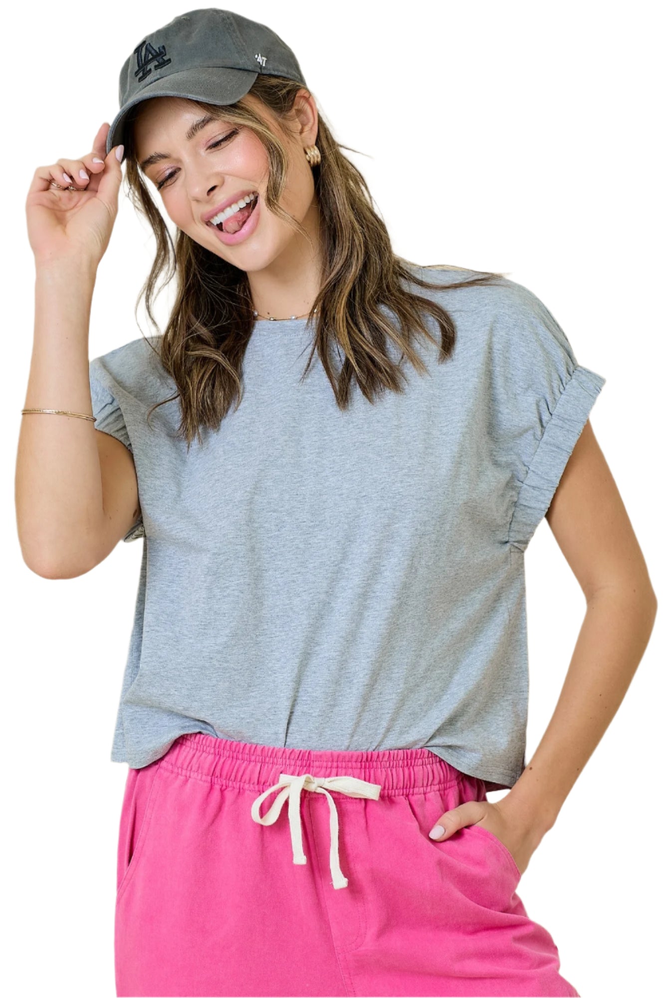 Easy Knit Top in Heather Grey