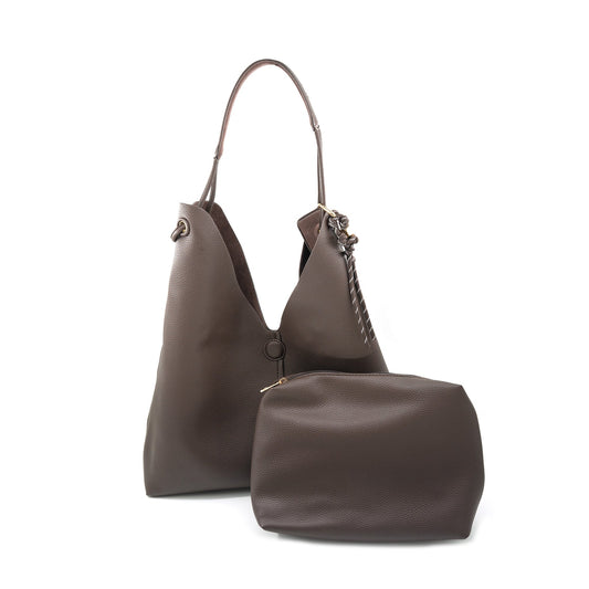 Oversized Reversible Shoulder Bag in Chocolate