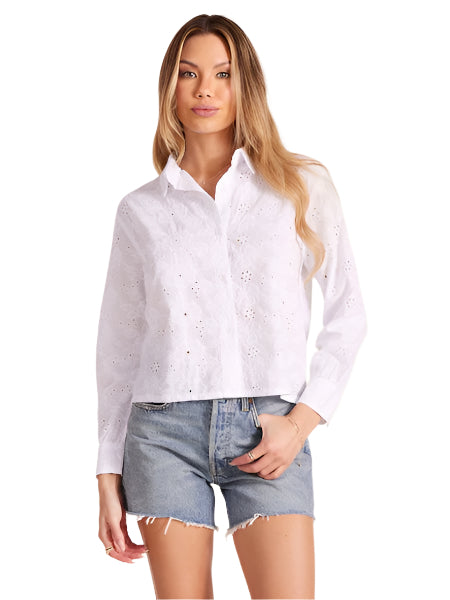 Cropped Button Front Top in White