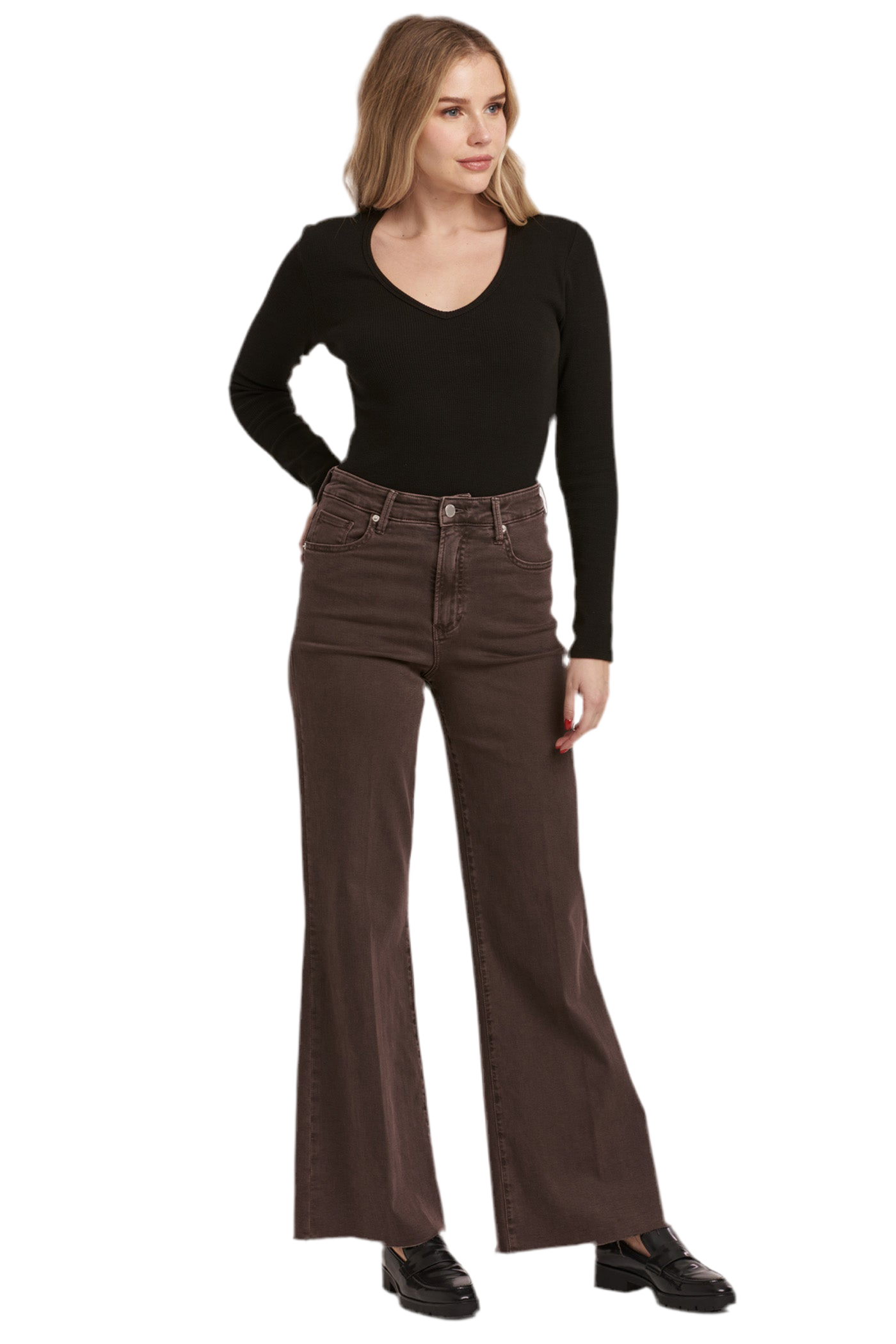 Fiona Wide Leg jean in Mocha
