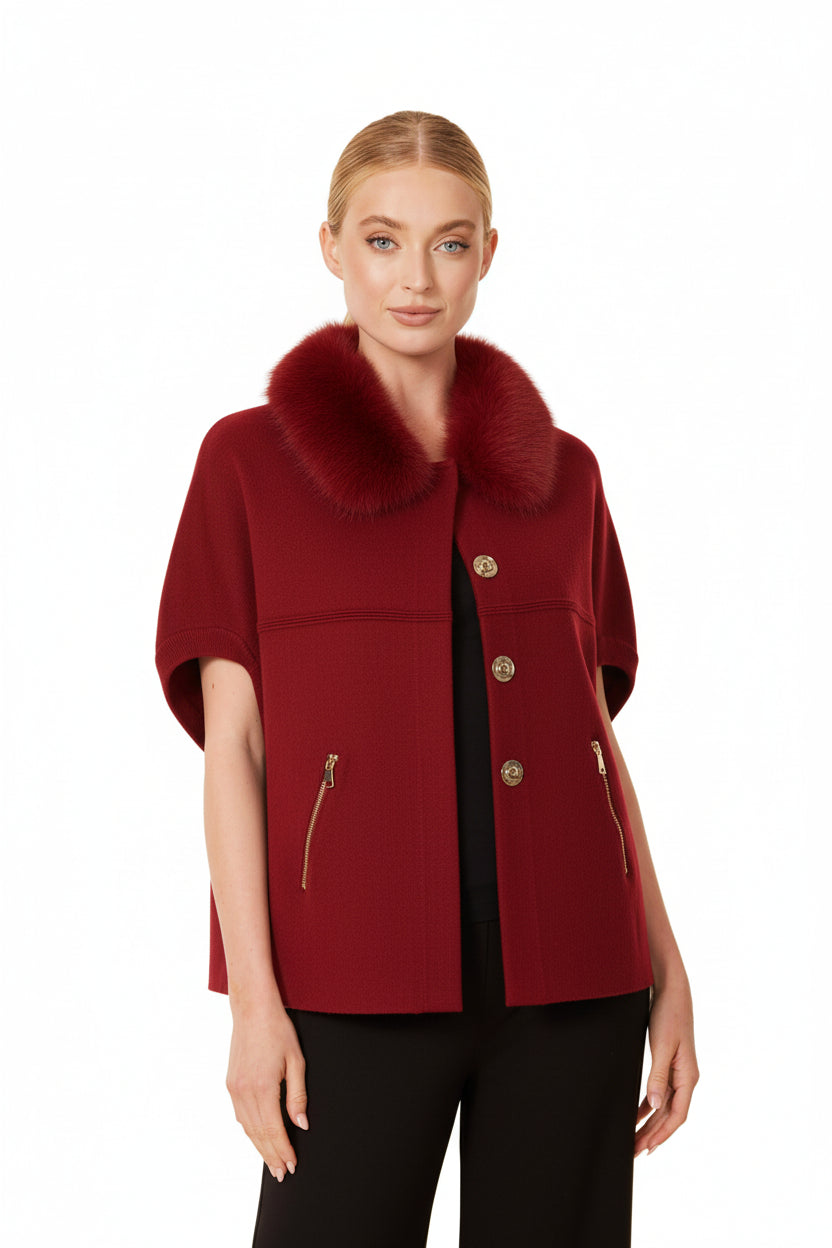 Faux Fur Trim Cardigan