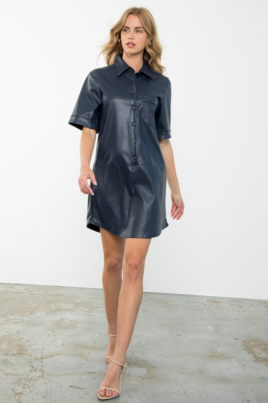 Zara faux hotsell leather shirt dress