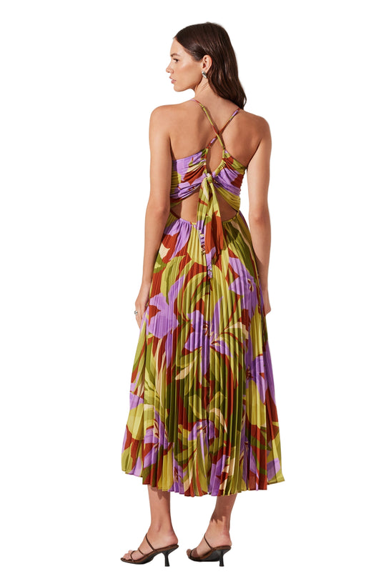 Astr The Label Blythe Dress in Green Rust Floral