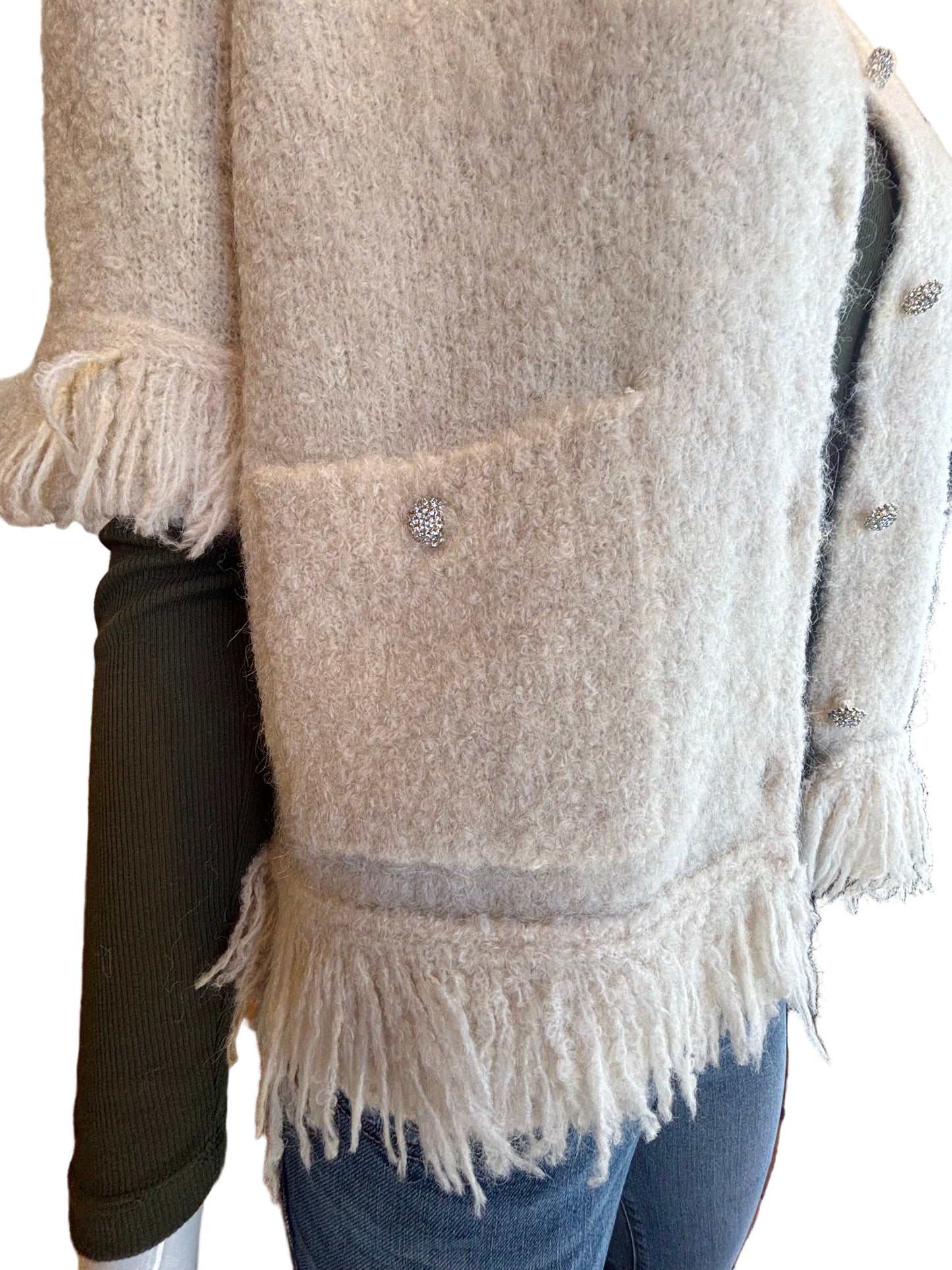 Boucle Fringe Cardigan