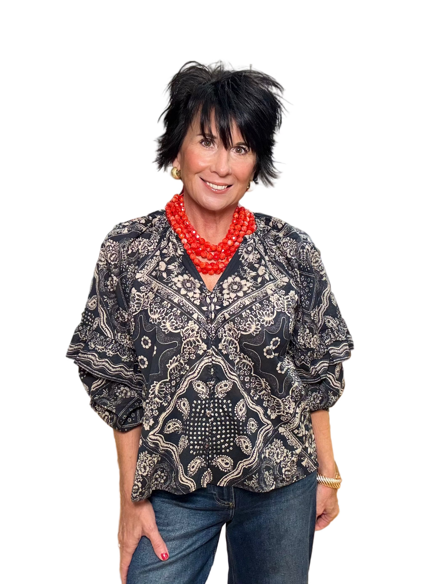 Elise Scarf Print Olivia Top