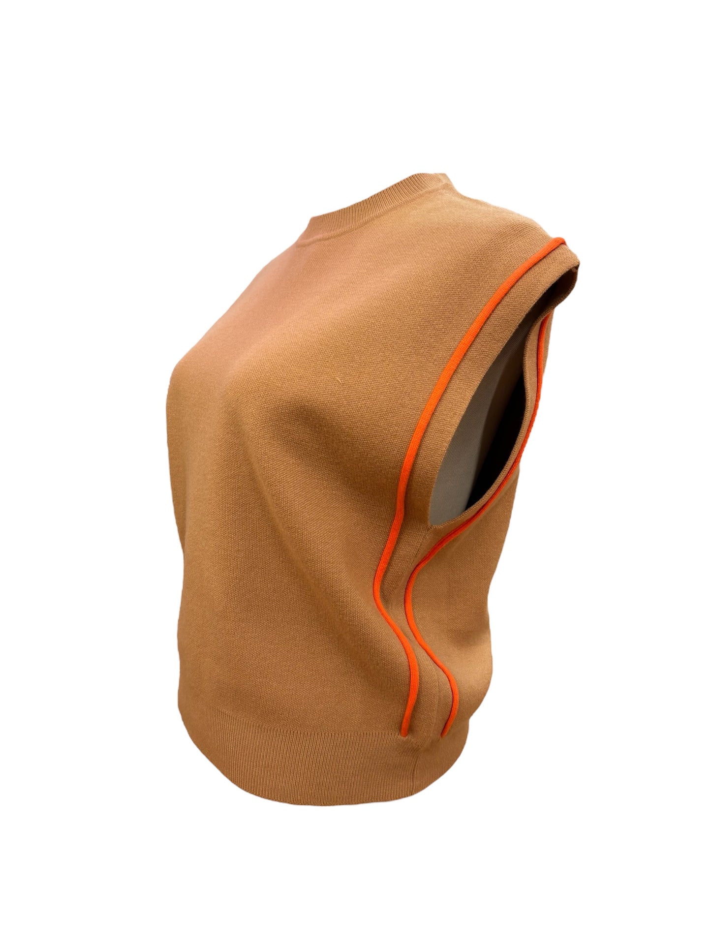 Sleeveless Piped Sweater