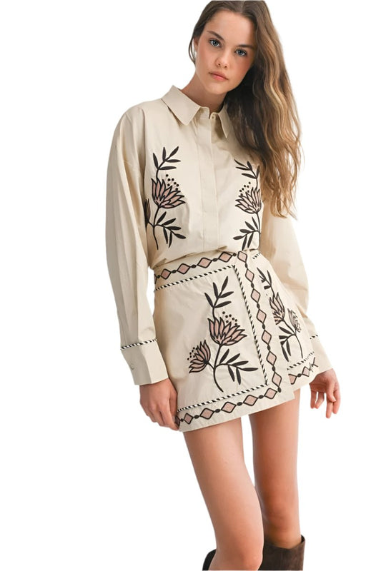 Dahlia Embroidered Skirt - The South Apparel