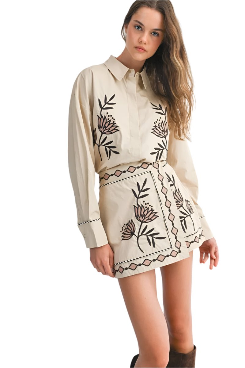 Dahlia Embroidered Skirt - The South Apparel