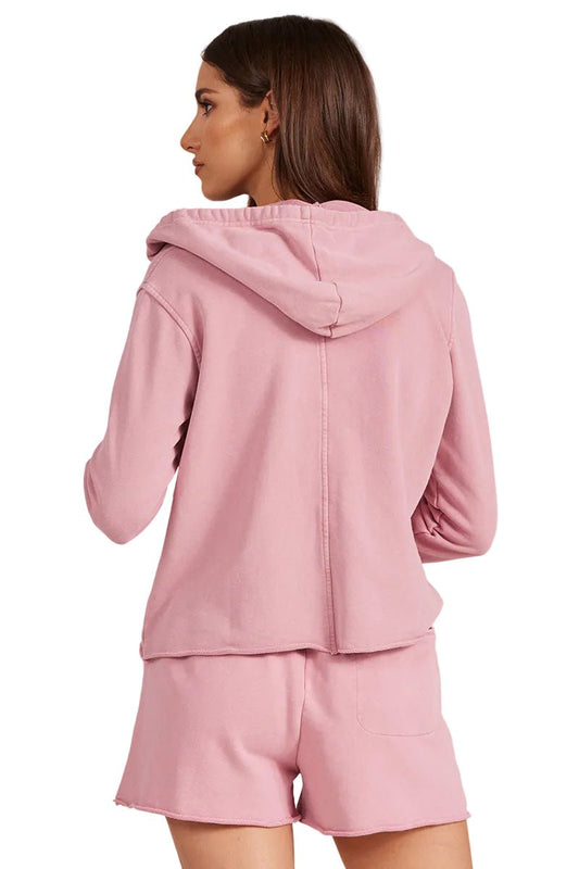 Half Zip Cropped Hoodie in Faded Rose - The South Apparel