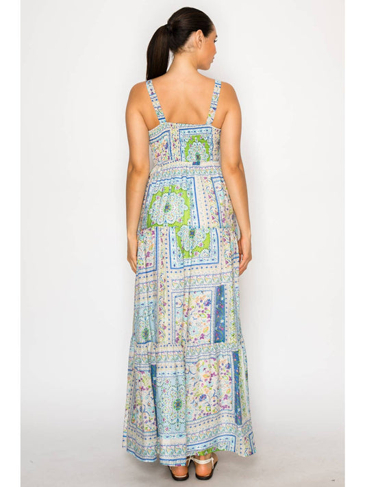 The Mediterranean Garden Tiered Maxi Dress - The South Apparel