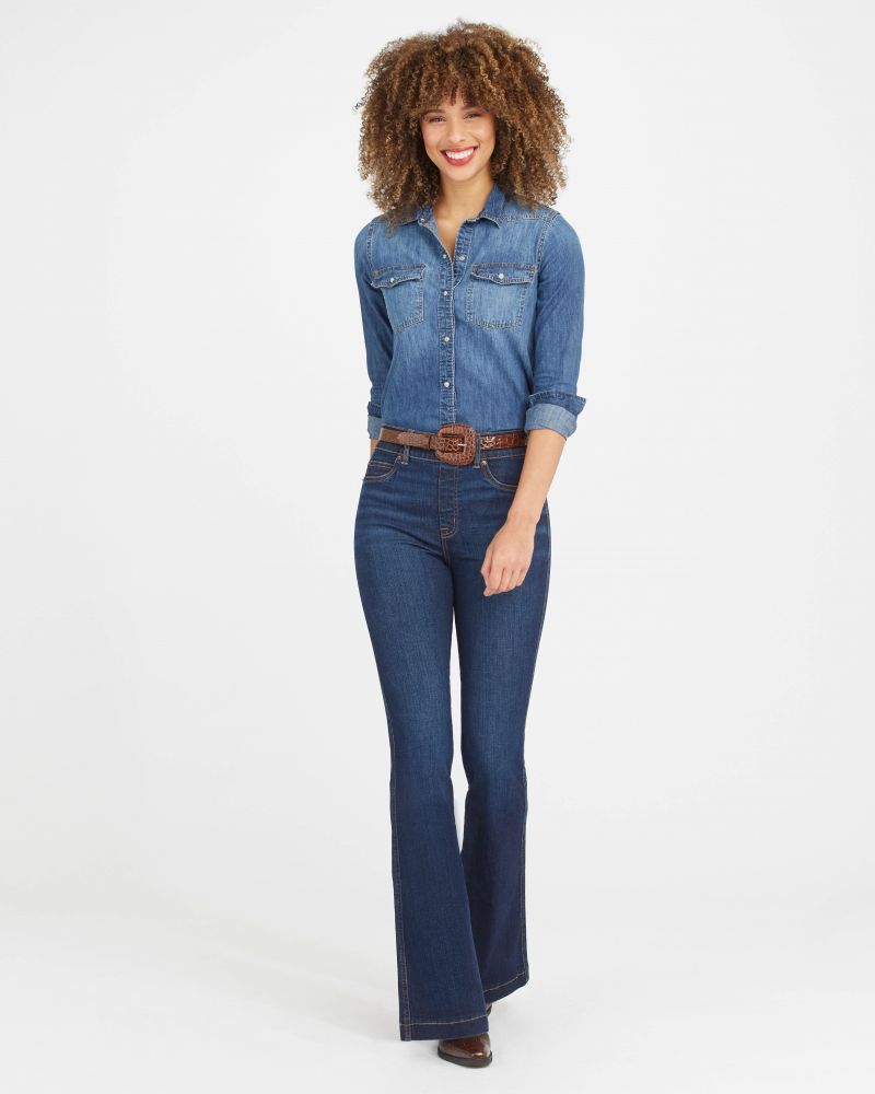 Spanx High Rise Flare Jeans in Blue