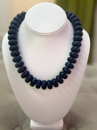 Marble Rondelle Beaded Necklace in Navy