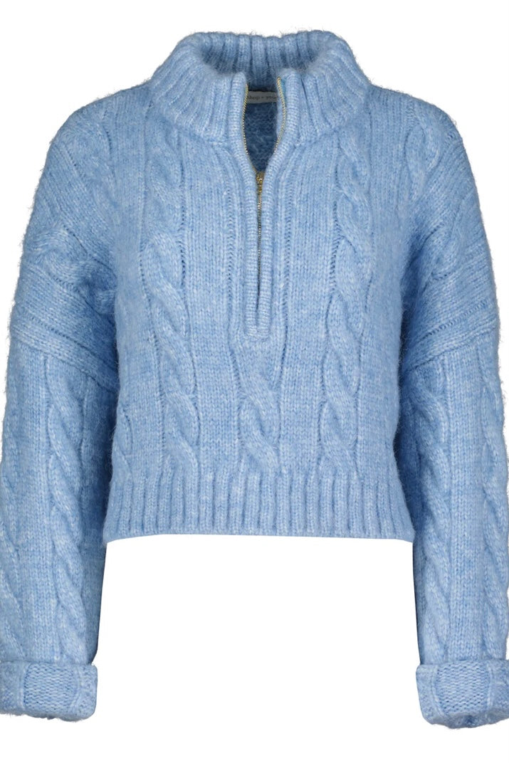 Kayla Cable Knit Sweater in Proper Blue