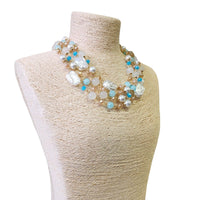 Multi Color Pastel & Pearl Multi Strand Layered Necklace