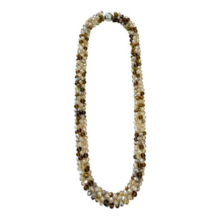 Reba Beaded Necklace with shimmering beads and magnetic closure in light grey.