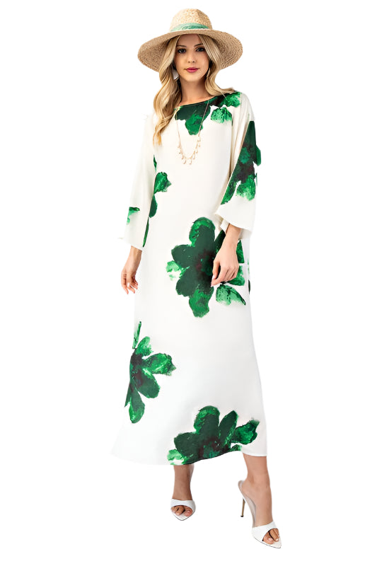 Carrie Caftan in Green Floral