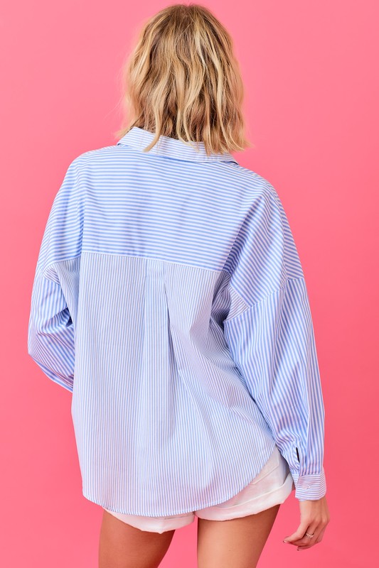 Mixed Stripes Top in Blue