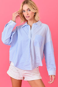 Mixed Stripes Top in Blue