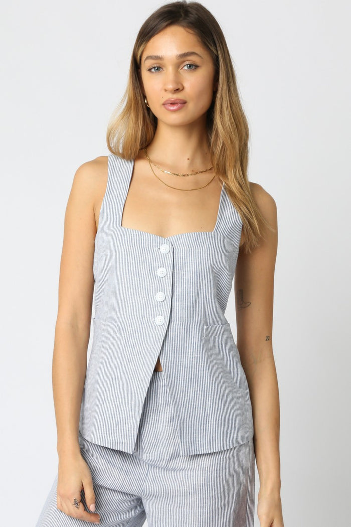 Camilla Stripe Top in Chambray