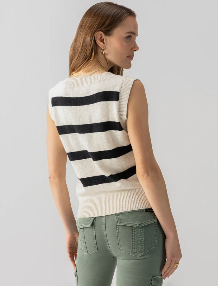 Sanctuary Sweater Shell in Black Stripe