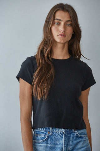 Everyday Fitted Cropped Tee, Black