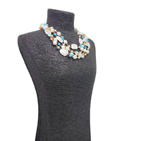 Multi Color Pastel & Pearl Multi Strand Layered Necklace