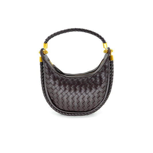 Mini Woven Hobo Bag in Chocolate