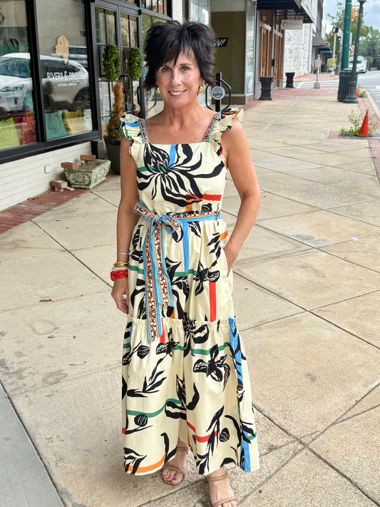 Elsie Dress in Striped Florals
