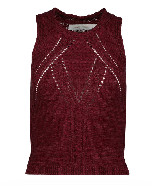 Muse Pointelle Tank in Crimson