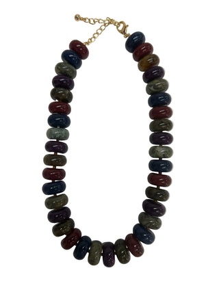 Marble Rondelle Beaded Necklace in Dark Multi