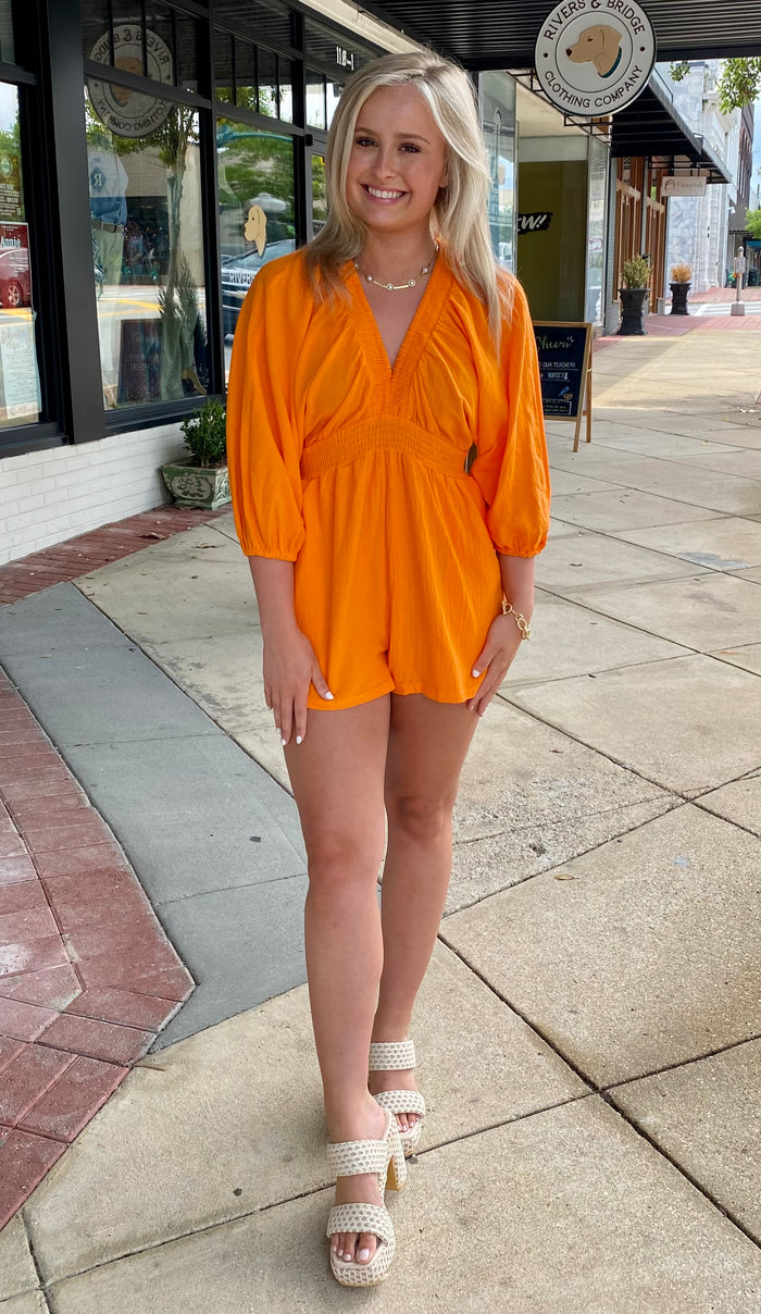 Molly Romper in Tangerine