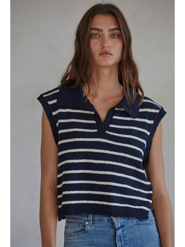 Frances Striped Sweater in Navy