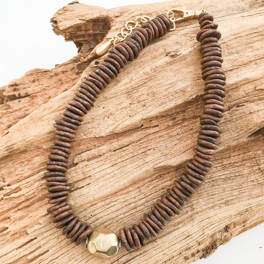 Heishi Necklace with Hammered Ball