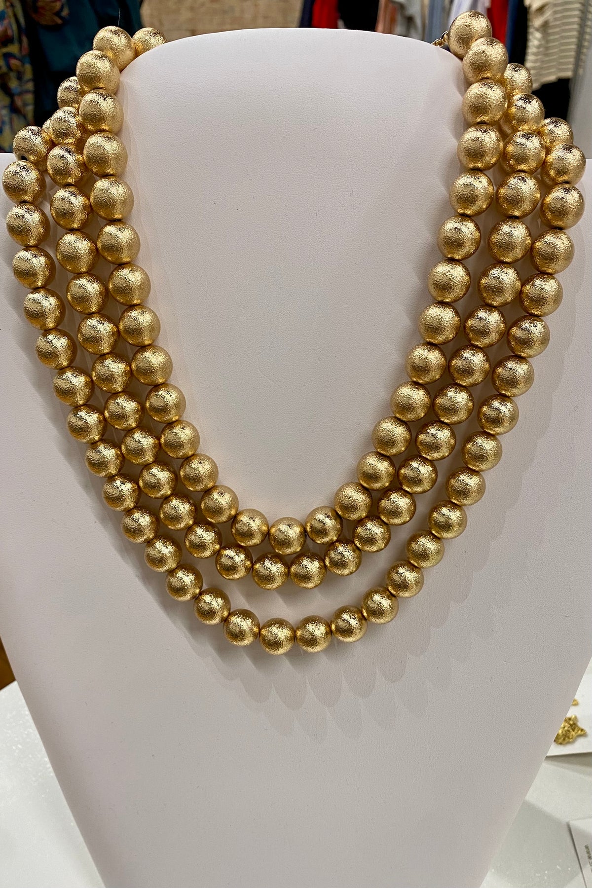 Hammered Gold Beaded Necklace