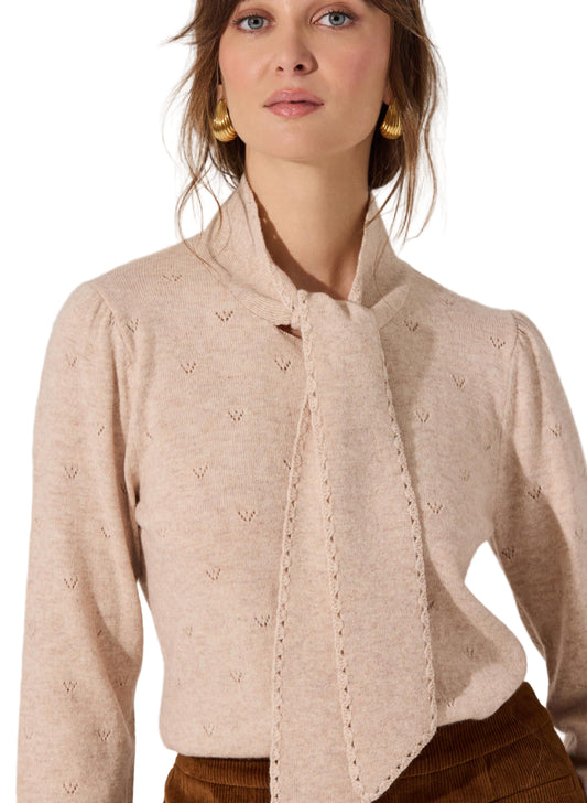 Astr The Label Ovalia Sweater in Oatmeal