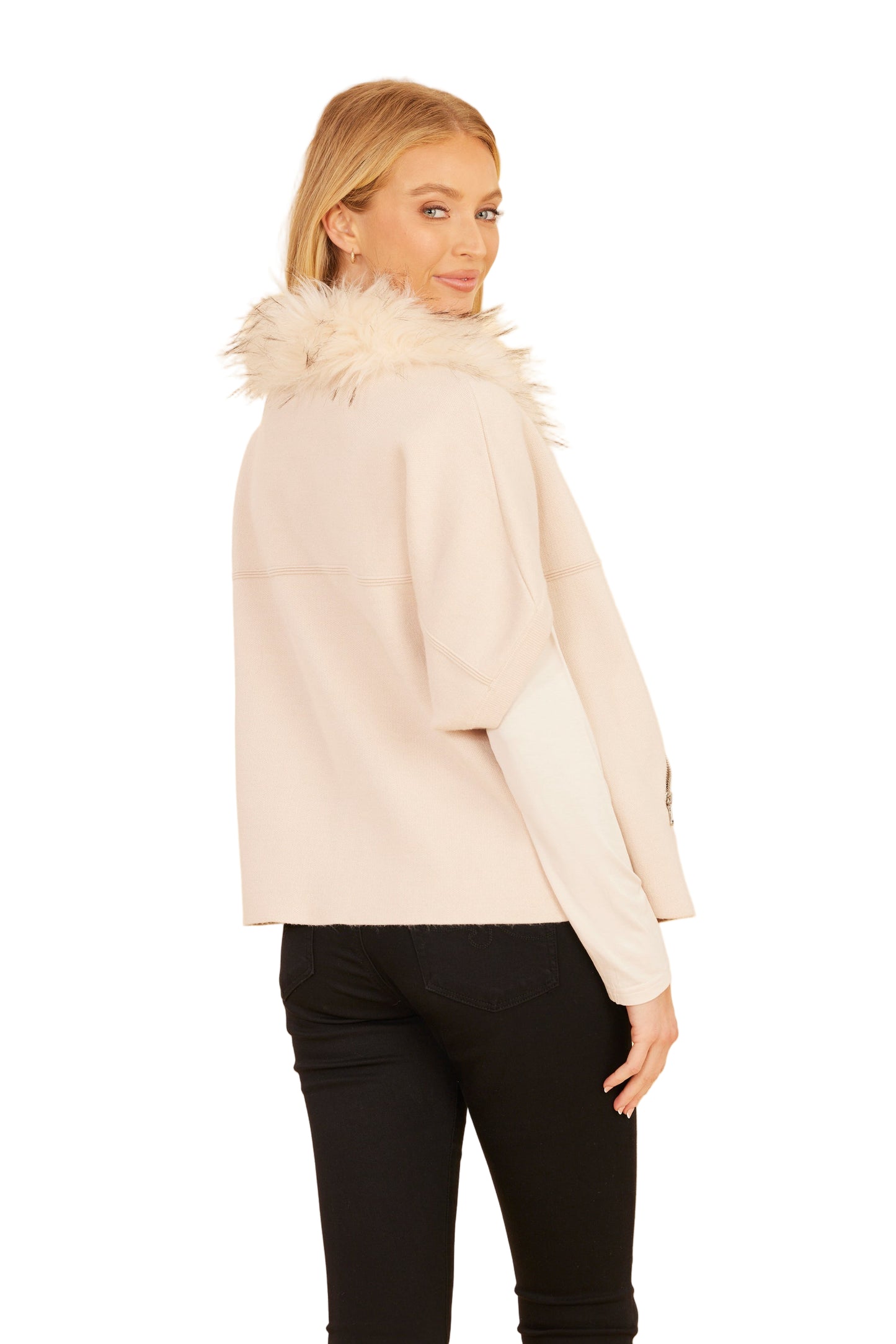 Faux Fur Trim Cardigan