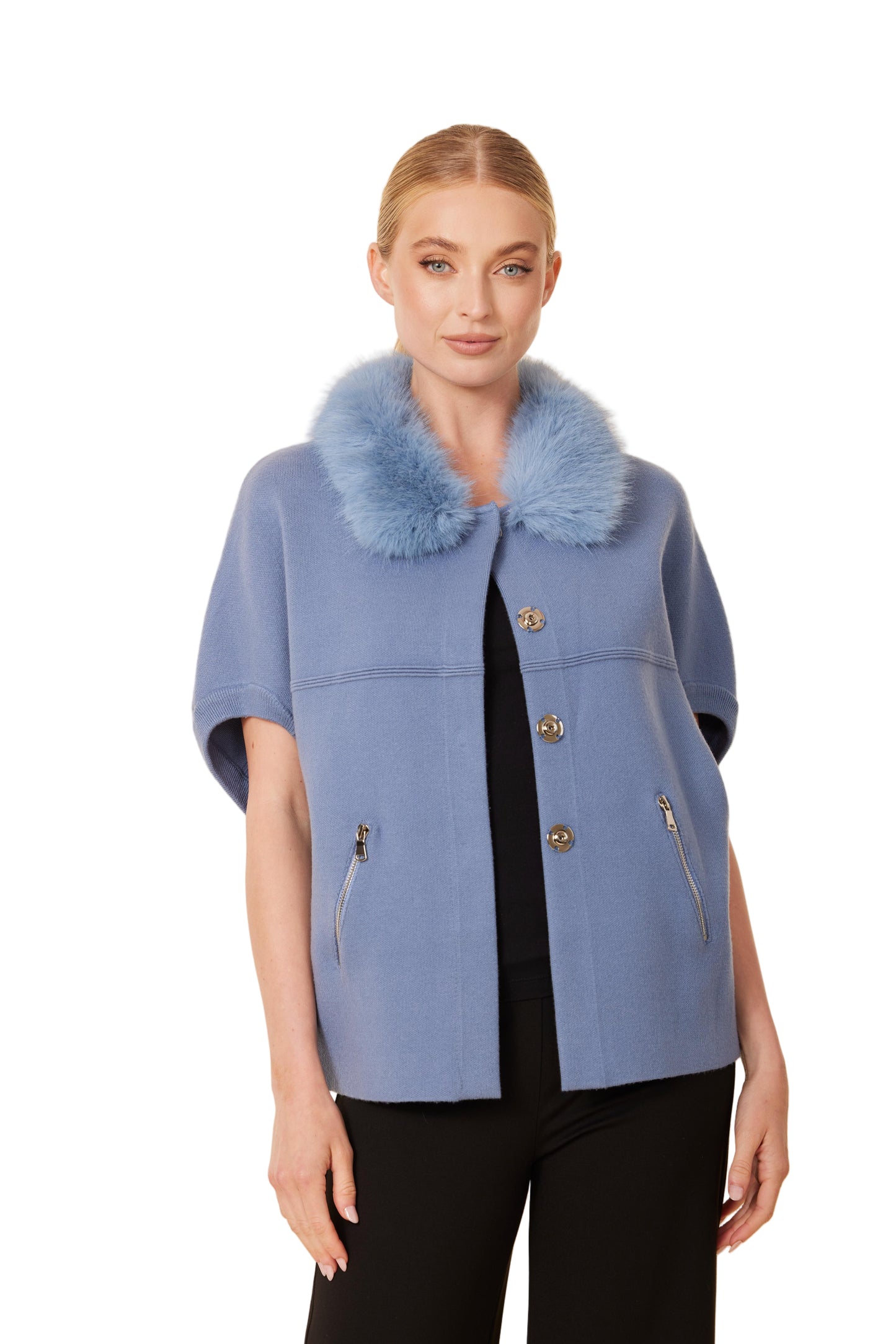 Faux Fur Trim Cardigan