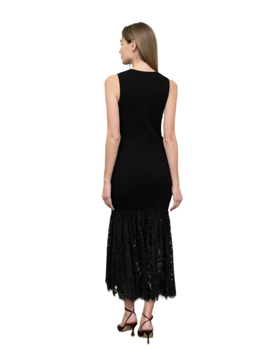 Sleeveless Sweater Lace Hem Dress