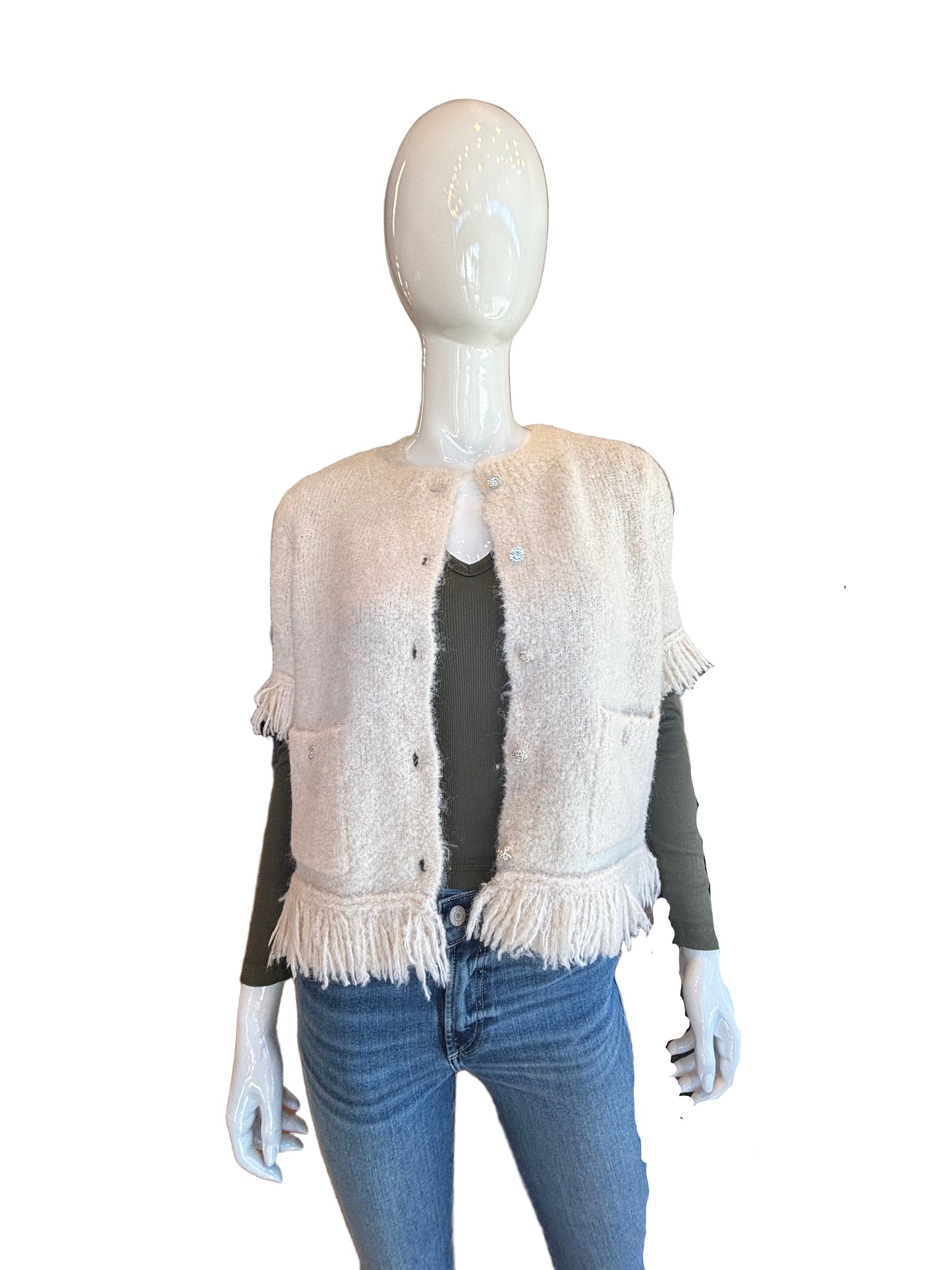 Boucle Fringe Cardigan