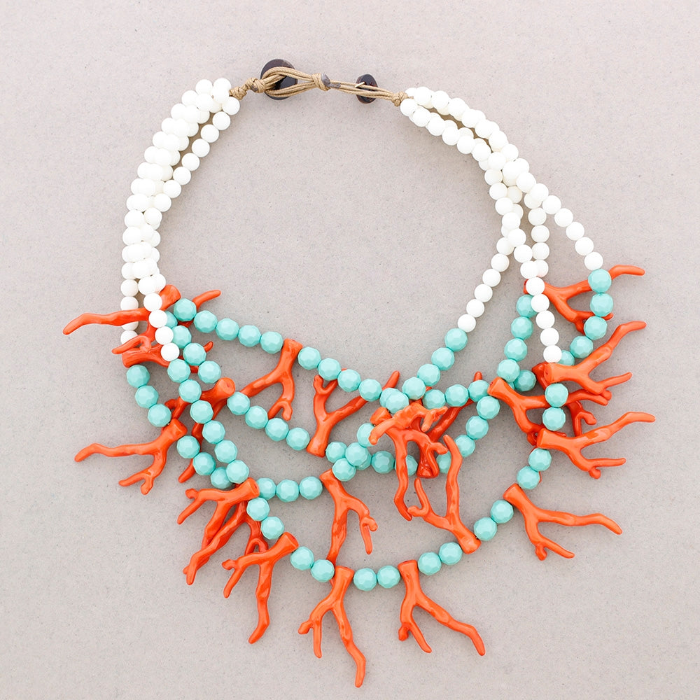 4 Strand Coral Ball Necklace