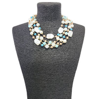 Multi Color Pastel & Pearl Multi Strand Layered Necklace