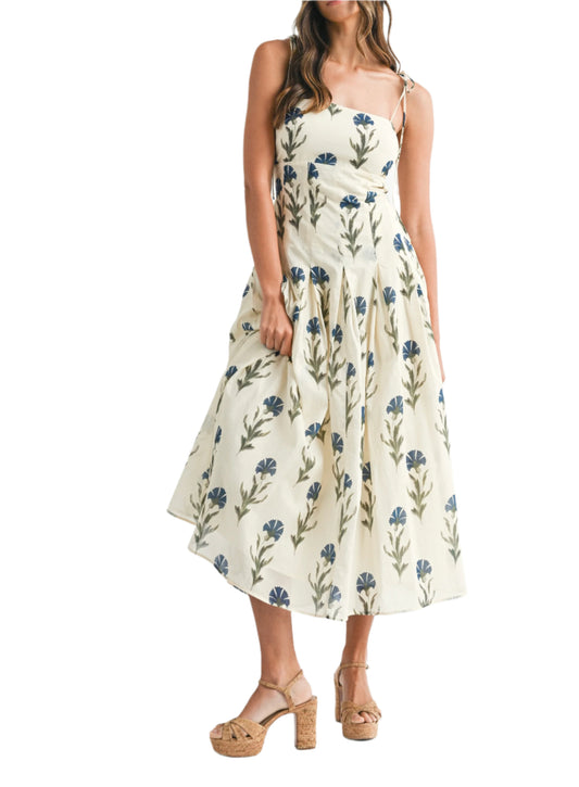 Caroline Navy Floral Midi Dress