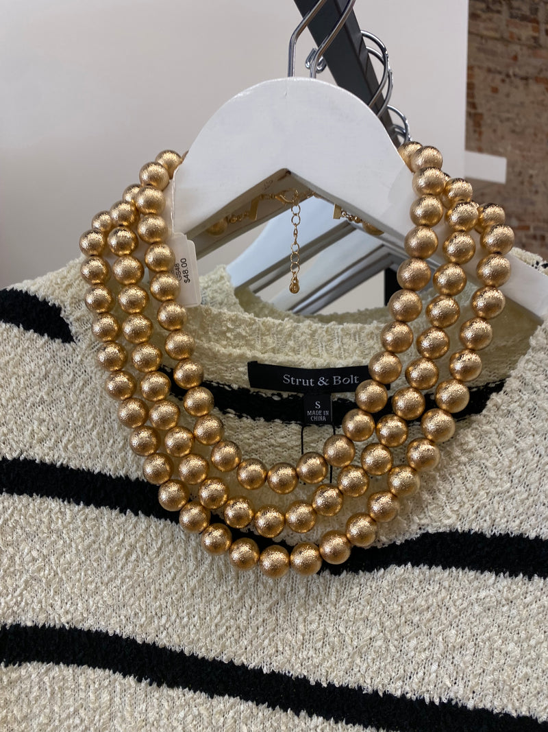 Hammered Gold Beaded Necklace