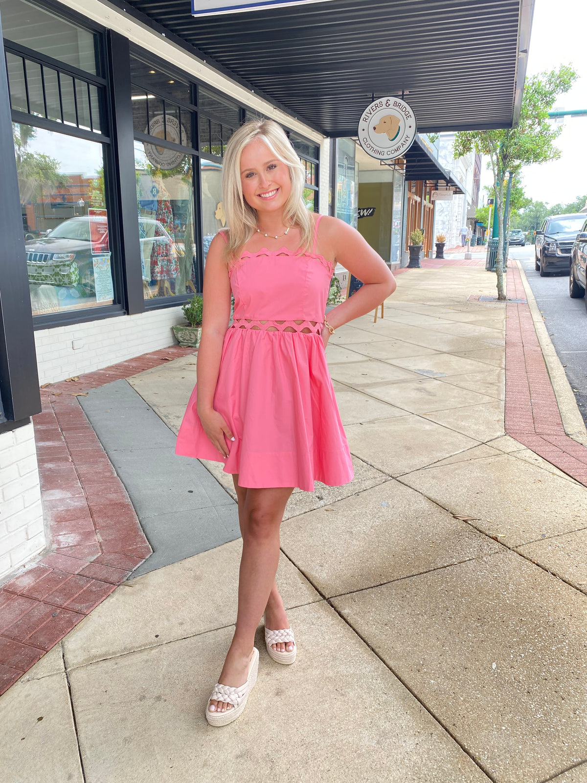 Ric Rac Mini Dress in Baby Pink