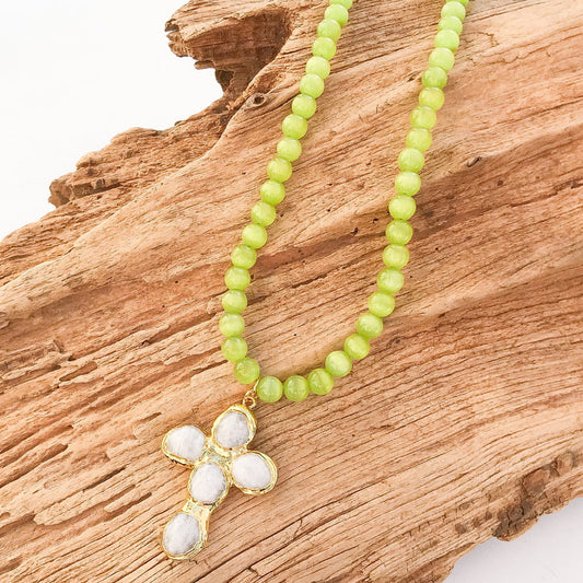 Gemstone Cross on Gemstone Necklace
