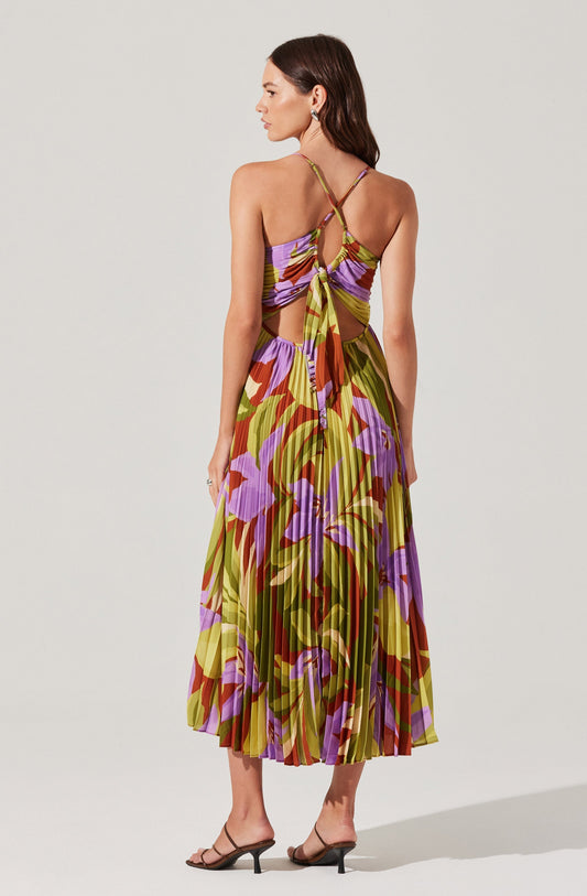 Astr The Label Blythe Dress in Green Rust Floral