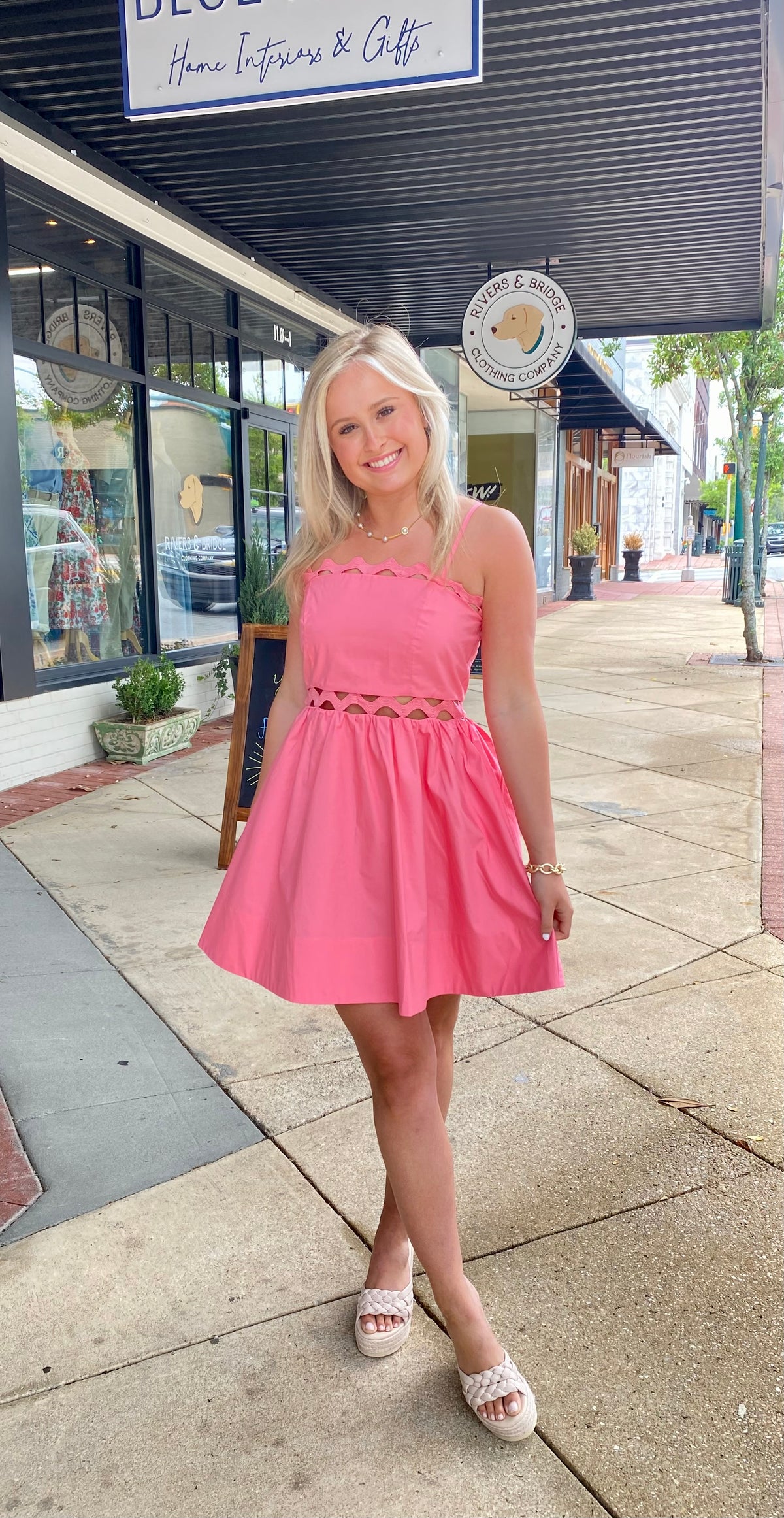 Ric Rac Mini Dress in Baby Pink