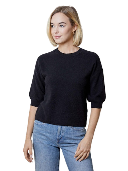 Cashmere Short Sleeve Tee in Black