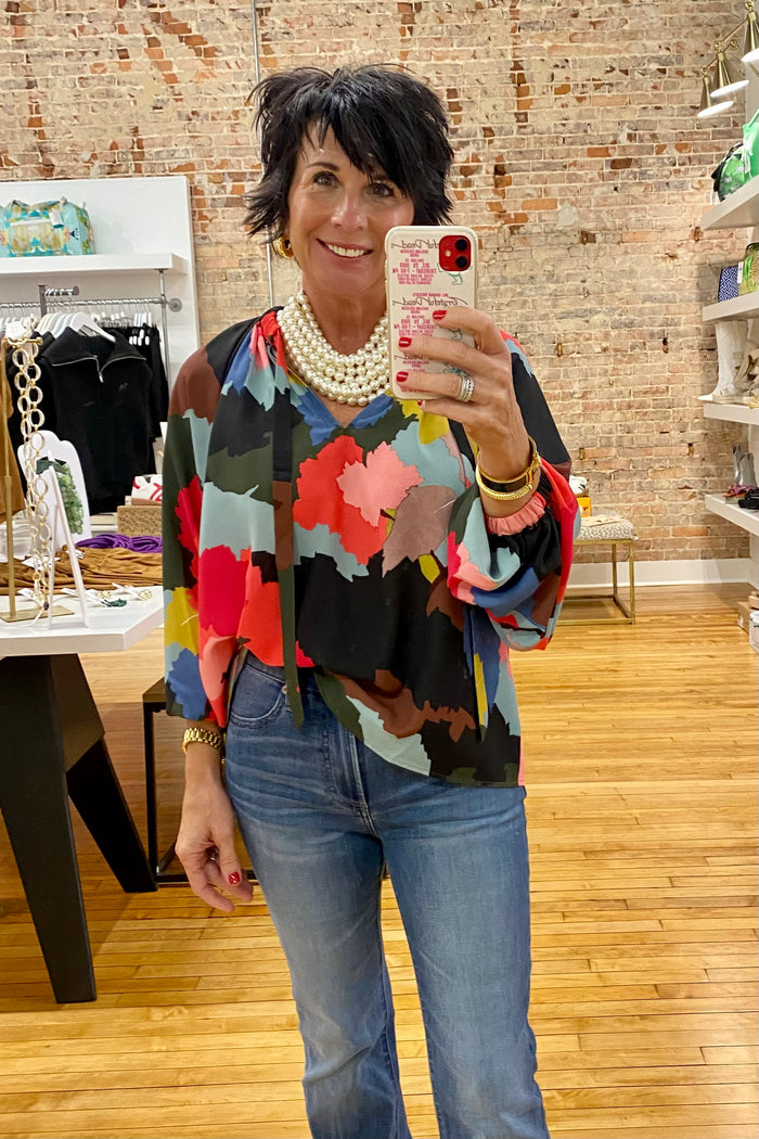 CROSBY Monroe Top in Painted Floral