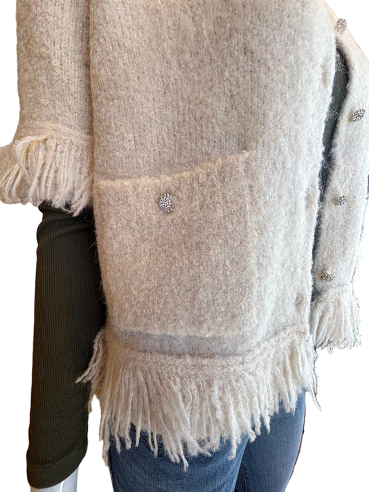 Boucle Fringe Cardigan